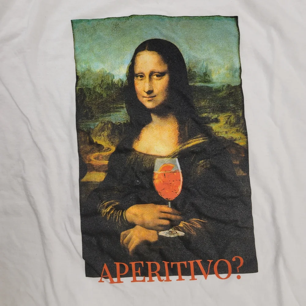 White Graphic T-Shirt with Mona Lisa Print - Picture 7 of 7